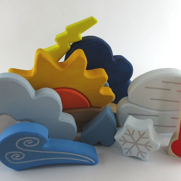 DIY / instruction / patterns / plans for making a 12-piece weather set incl. thermometer: sun, cloud, raindrop ...