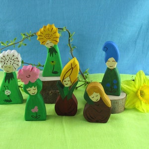 DIY / instruction / scrollsaw patterns / plans for making 6 different wooden figures as flower children: dandelion, blowball