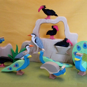 DIY / Anleitung / Sägevorlagen für die Herstellung von 13 verschiedenen Holzfiguren: Waldrapp, Pfau, Graureiher, Felslandschaft ...