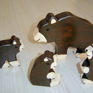 pdf patterns / tutorial for 10 different wooden animals in Waldorf style, DIY bison, bear, moose, eagle, skunk image 2