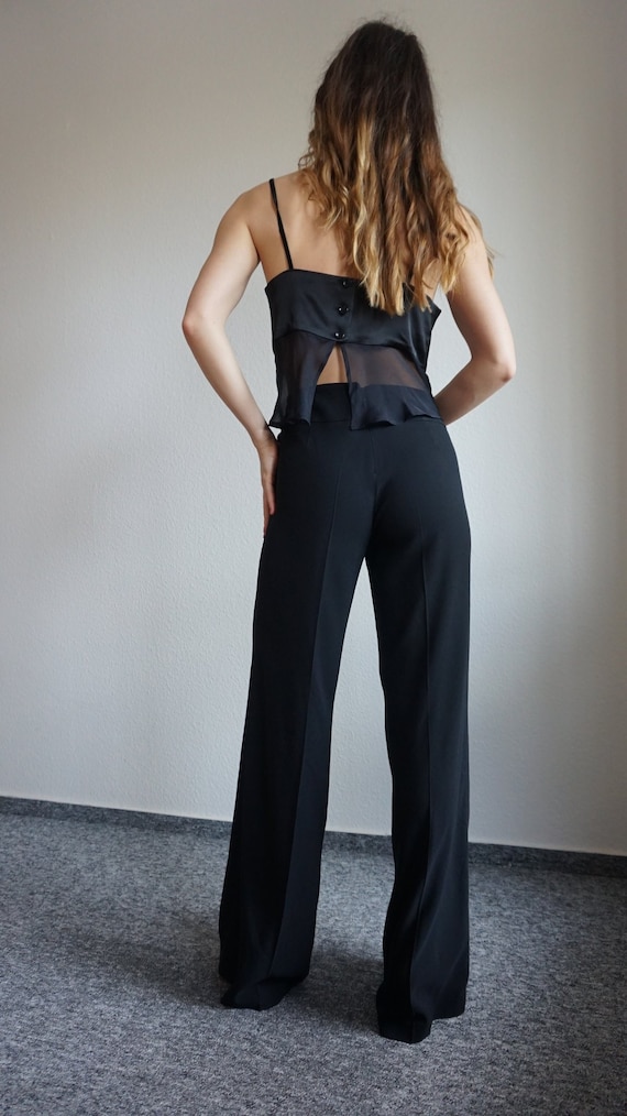 Y2k CRISTINA EFFE Pant Suit - Crop Top - Black Su