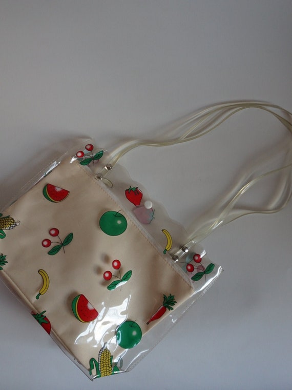 Vintage Transparent Bag - Fruity Bag- PVC Bag - Vi