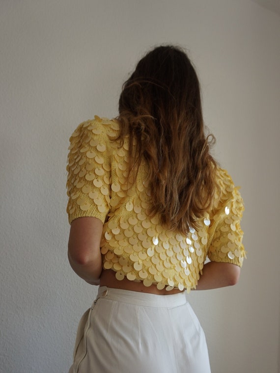80s Sequin Crop Top - Vintage Crop top - Beaded To