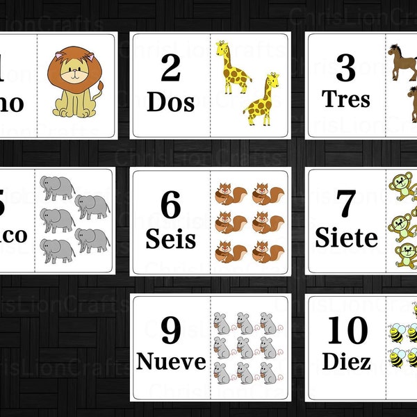 Tarjetas de números en español | Tarjetas de animales | Aprender a contar | Decoración del cuarto de niños | DESCARGA INSTANTÁNEA | DIGITAL