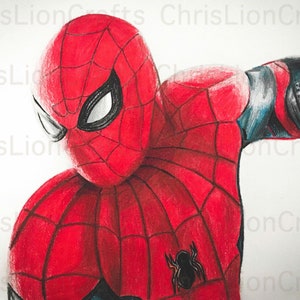 Bunter Spiderman Art Print - Druckbare Bleistiftzeichnung - JPG und PNG Sofortiger digitaler Download - Kinderzimmer Wanddekoration - Superheld Poster