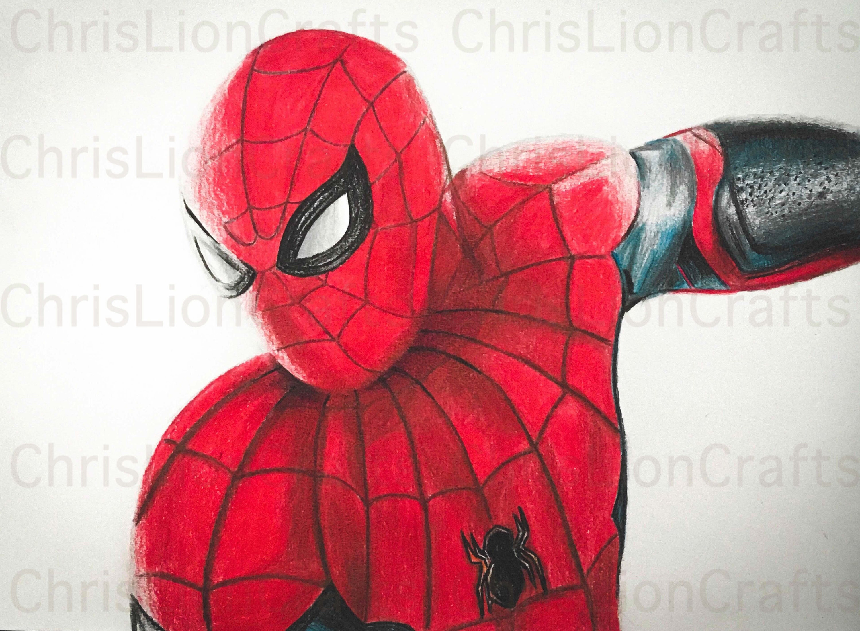 カラフルなスパイダーマン アートプリント - 印刷可能な鉛筆画
