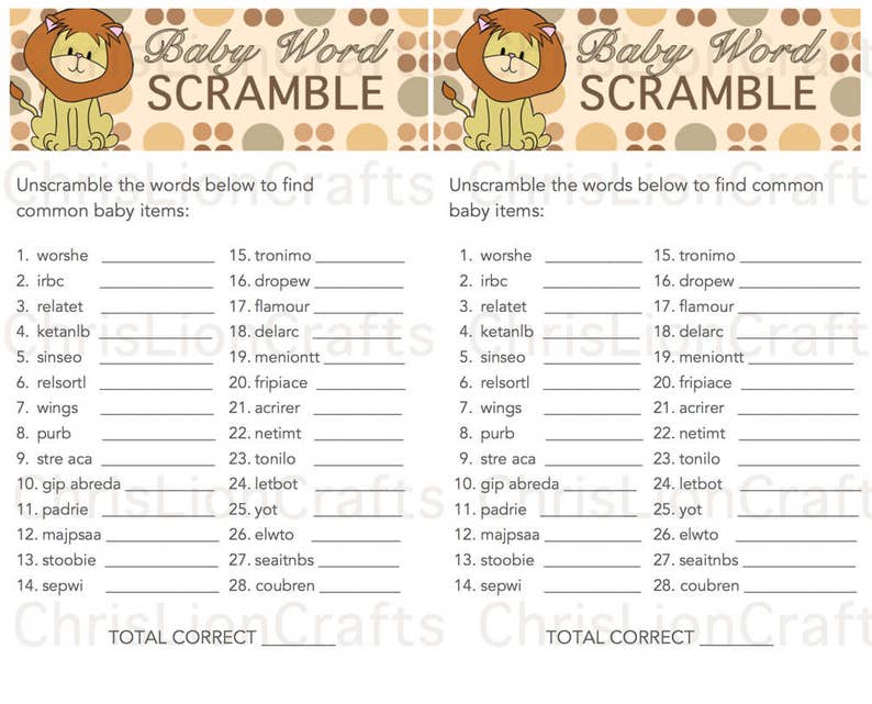 Instant Download Lion Baby Shower Boy Or Girl Games Etsy