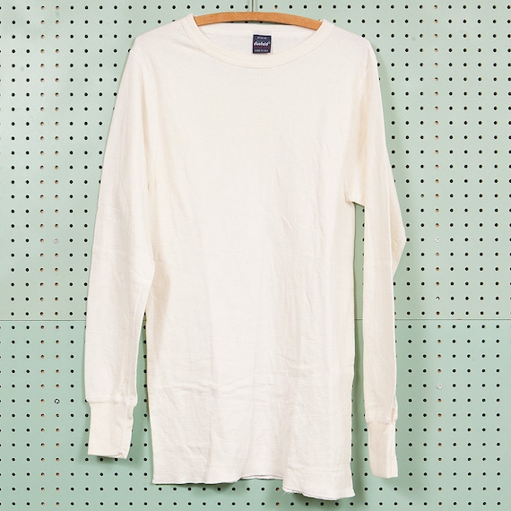 Vintage Cream White Duofold Thermal Long Sleeve Shirt Size M