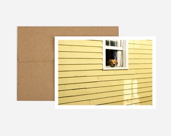 Quarantine Dog in Window Missing You Card