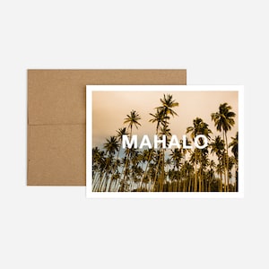 Tropische dank u wenskaart | Gratis verzending en gerecycled papier | Mahalo Thanks