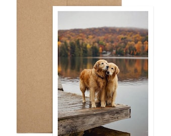 Tarjeta de felicitación de abrazos de Golden Retriever / Condolencias y ánimo