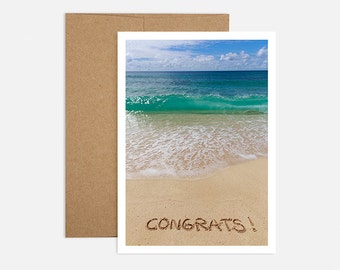 FREE SHIPPING Recycled Sand Congrats Greeting Card