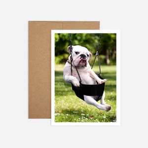 Carte d'anniversaire bouledogue, carte d'anniversaire mignonne, carte d'anniversaire drôle de bouledogue, carte drôle de chien, bouledogue, recyclé