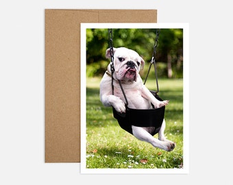 Bulldog birthday card, Cute birthday card, Funny bulldog birthday card, funny dog card, bulldog, Recycled