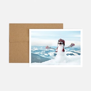 Frete grátis cartão de natal do boneco de neve, cartão reciclado