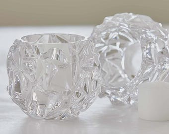 Tiffany & Co Vintage Crystal Rock Ice Cut Votive Tea Light Holder