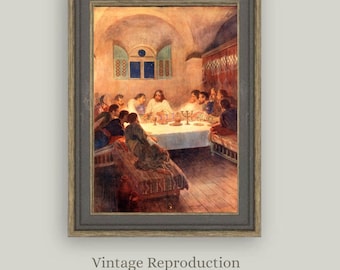 Last Supper Art Vintage Print Christian Wall Art Easter Decor Lent Devotional Artwork Jesus Religious Home Decor Gift 1906 W.Margetson