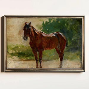 Vintage Horse painting Equestrian Art Rustic Farmhouse wall decor Ralph Lauren Home Decor Country Western Horse Lover Gift