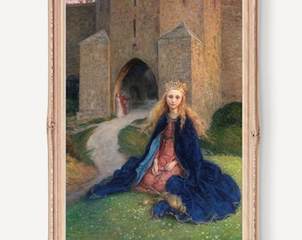 Księżniczka Bajka Sztuka Romantyczny Zamek Malarstwo Książka Księżniczka Dekoracja Pokój Dziewczynki Cottagecore Vintage Romantyczna Dekoracja Ścienna