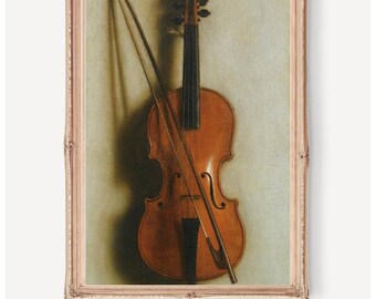 Vintage Violin Art Print for Classical Music Lovers Baroque Style Violin Still Life Elegant Music Wall Decor