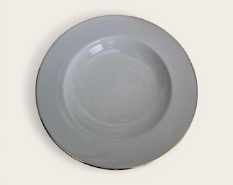 Vintage Christopher Stuart Ambassador Gold Trim Soup Bowls Set of 4, Fine Porcelain Table Setting Elegant minimalist Entertaining