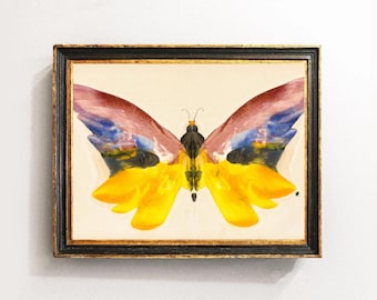 Sztuka ścienna w stylu vintage z motylami, pokój dla dziewcząt, fantazyjny nadruk natury, wystrój pokoju dziecięcego Cottagecore, kolorowe abstrakcyjne skrzydła motyla, sztuka ćmy i owadów