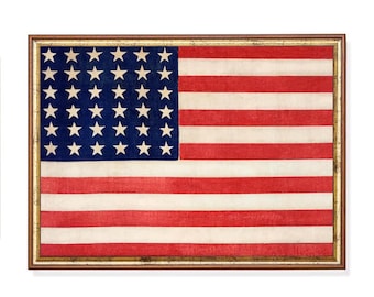 Vintage American Flag Print Patriotic Wall Art 19th Century USA Flag Decor Home Decor Fourth of July Art USA 250 Anniversary Wall Art