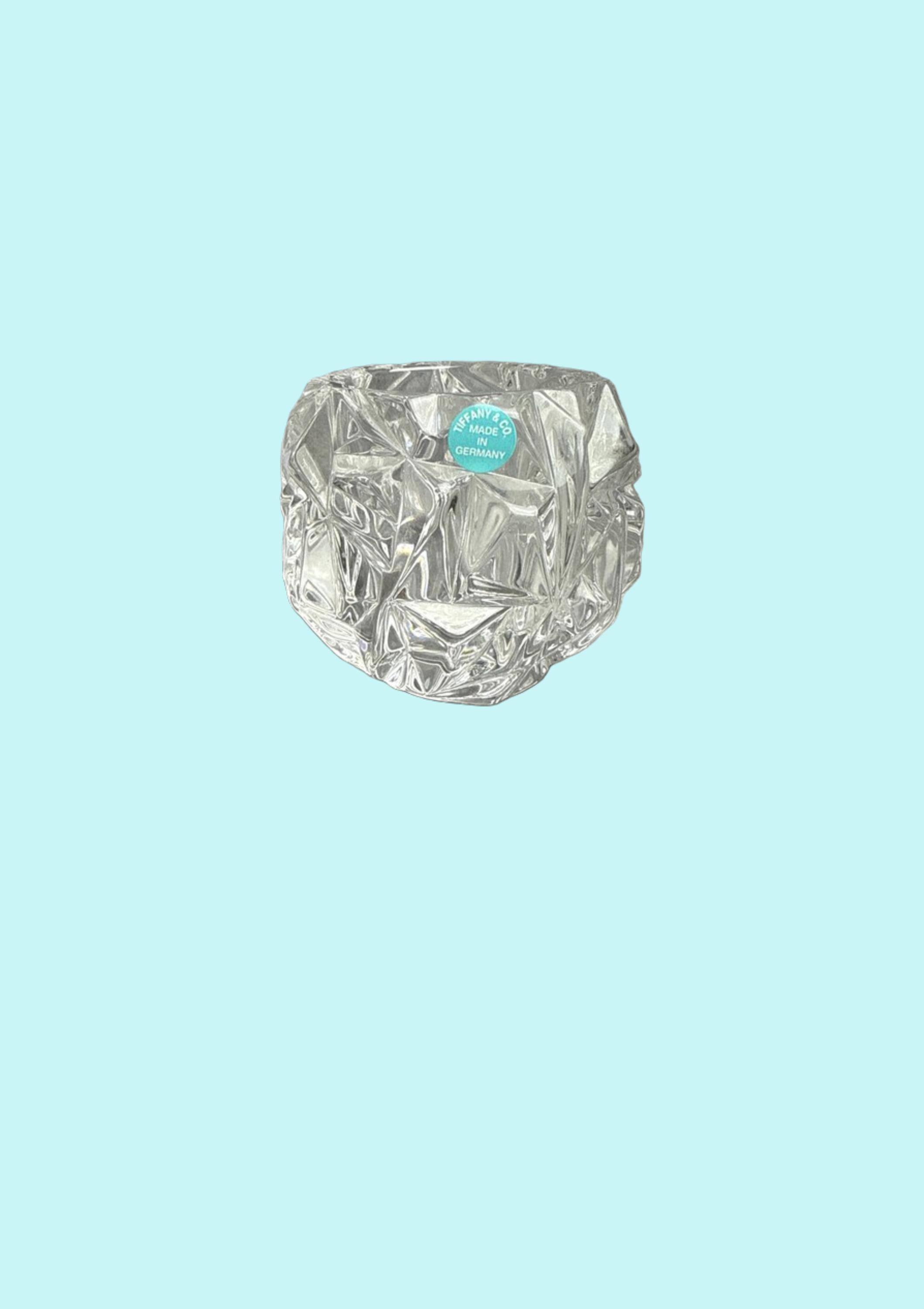 Tiffany & Co Vintage Crystal Rock Ice Cut Votive Tea Light Holder