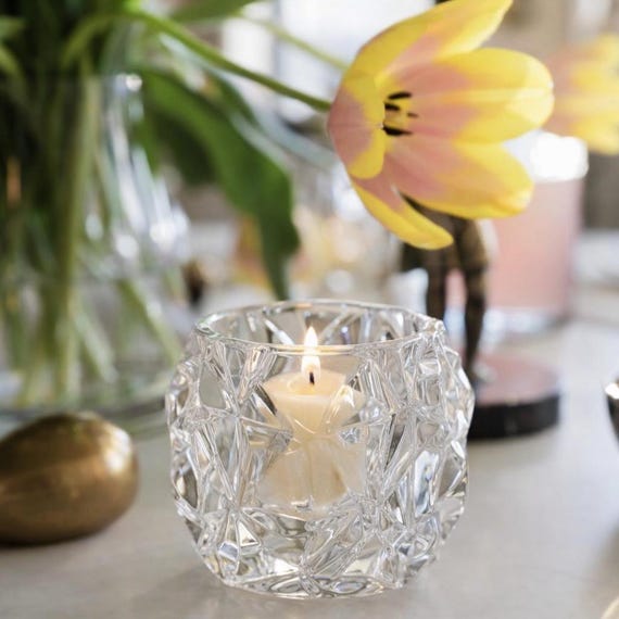Tiffany & Co Vintage Crystal Rock Ice Cut Votive Tea Light Holder