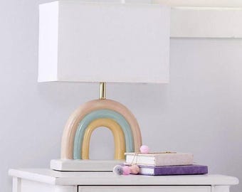 Rainbow Table Lamp Pastel Nursery Lamp Kids Room Lighting Decor Nursery Decor Nightstand Lamp Modern Playroom Bedtime Gift