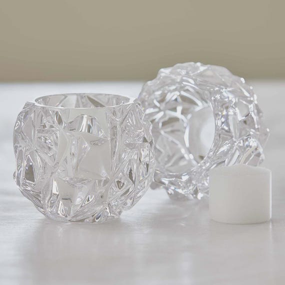 Tiffany & Co Vintage Crystal Rock Ice Cut Votive Tea Light Holder