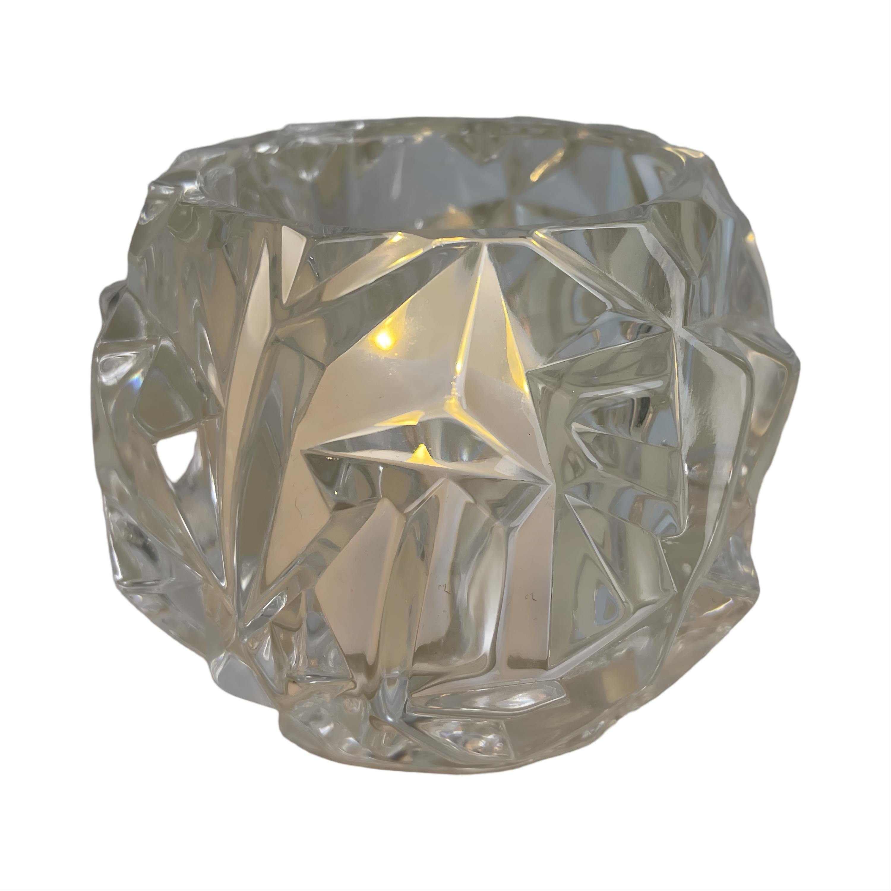 Tiffany & Co Vintage Crystal Rock Ice Cut Votive Tea Light Holder