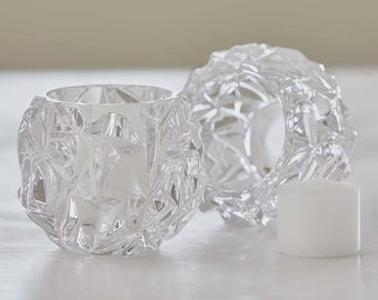 Tiffany & Co. クリスタルガラス シガレットトレイ Tiffany & Co Vintage Crystal Rock Ice Cut Votive Tea Light Holder