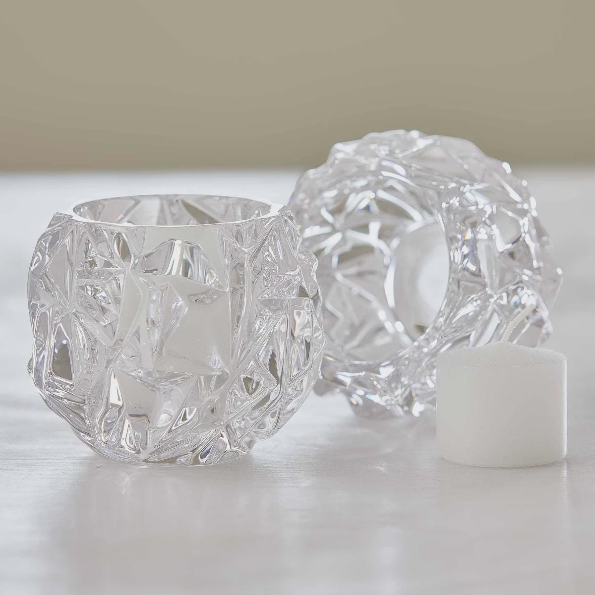 Tiffany & Co. クリスタルガラス シガレットトレイ Tiffany & Co Vintage Crystal Rock Ice Cut Votive Tea Light Holder