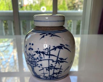 Vintage Blue & White Ginger Jar Chinoiserie Vase Classic Oriental Decor Grandmillennial Home Accent Shelf Styling Timeless Blue White