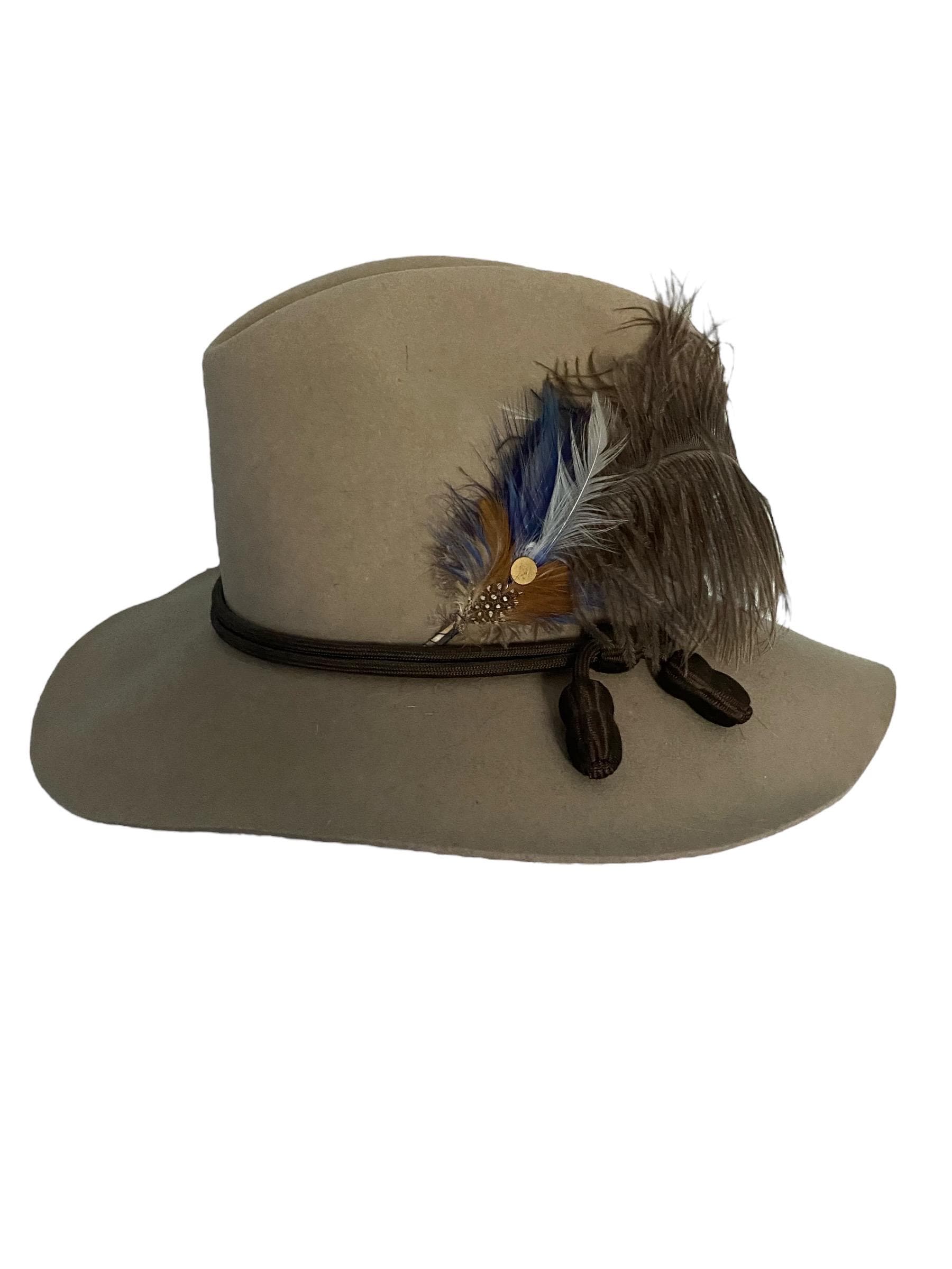 Vintage Wool Felt Hat With Feather Boho Western Fedora Ralph  display picture 1