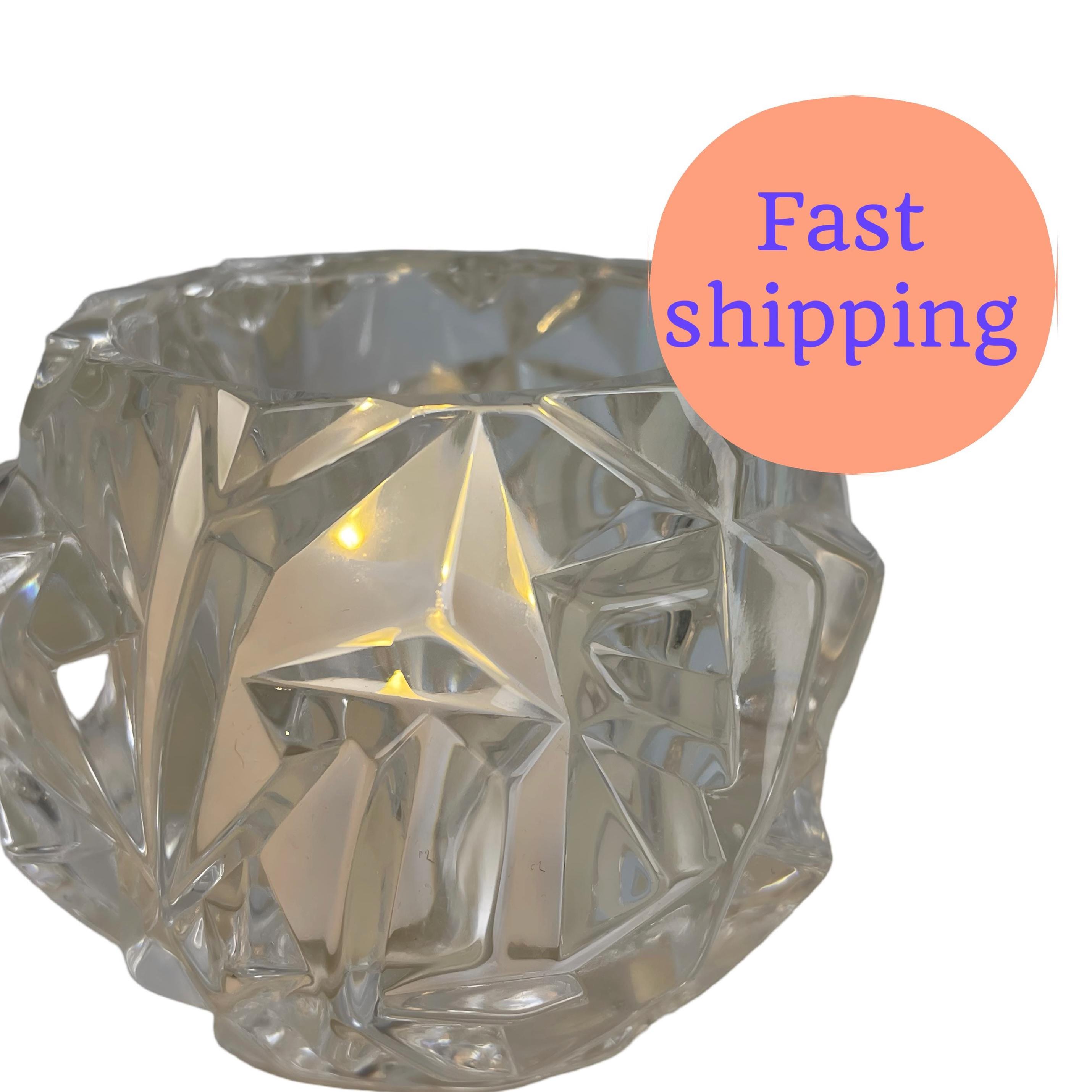 Tiffany & Co Vintage Crystal Rock Ice Cut Votive Tea Light Holder