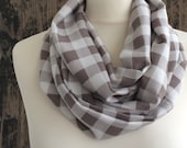 Buffalo Plaid Scarf, Tartan Loop Scarf, Summer Circle Foulard, Boho Infinity Scarf, Women Neck Wrap, Boyfriend Gift, Unique Gift For Men