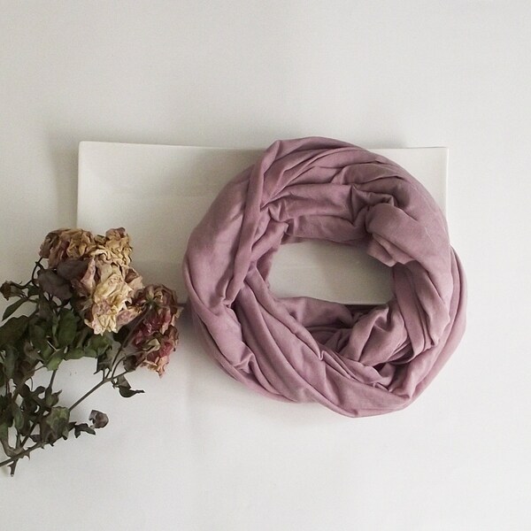 Circle Scarf, Dusty Pink Infinity Scarf, Dusty Rose Cotton Jersey Loop Scarf, Boho Soft Cotton Loop Scarf, Women Scarf, Designscope