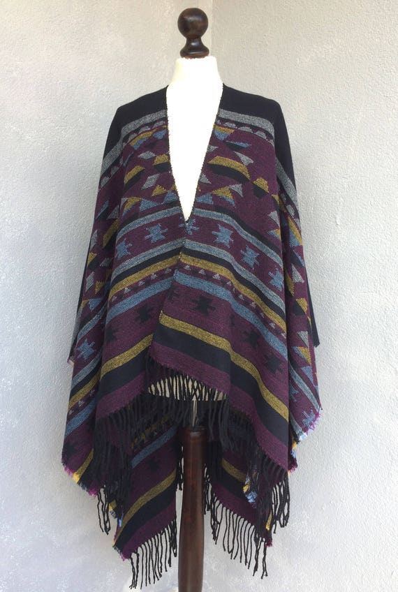 Oversize Aztec Poncho Tribal Men Poncho Blanket Outwear | Etsy
