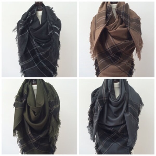 Blanket Scarf Plaid Shawl Winter Scarf, Square Neck Wrap, Oversized Blanket Scarf, Unisex Shawl, Designscope