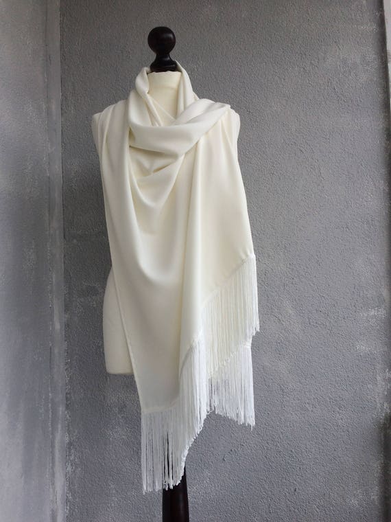 Ivory Wedding Stole Boho Bridal Shawl Pashmina Wedding Ivory Wedding Stole Boho Bridal Shawl Pashmina Wedding