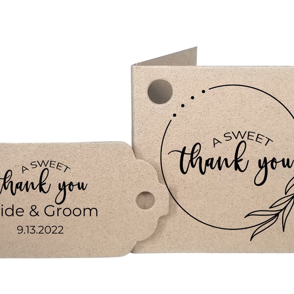 HONEY favor tags for wedding, 4 sided or 2 sided | A SWEET Thank You | Choice of Kraft, Gold or White | Ribbon Included | Personalized Text