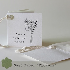 GESCHENKANHÄNGER | Gefaltete Geschenkanhänger für Hochzeit Gastgeschenke | Geschenkanhänger für Gartenhochzeit mit bepflanzbarem Wildblumen-Saatpapier | 10er Set