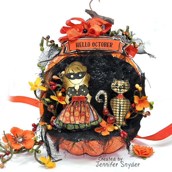 Pumpkin Shadow Box -  halloween Home Decor  with Julie Nutting Stamps