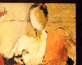 Vintage Giclee Large Wall Art -  Modern Pose of Woman Espresso Wood - Shop Local - Cincinnati