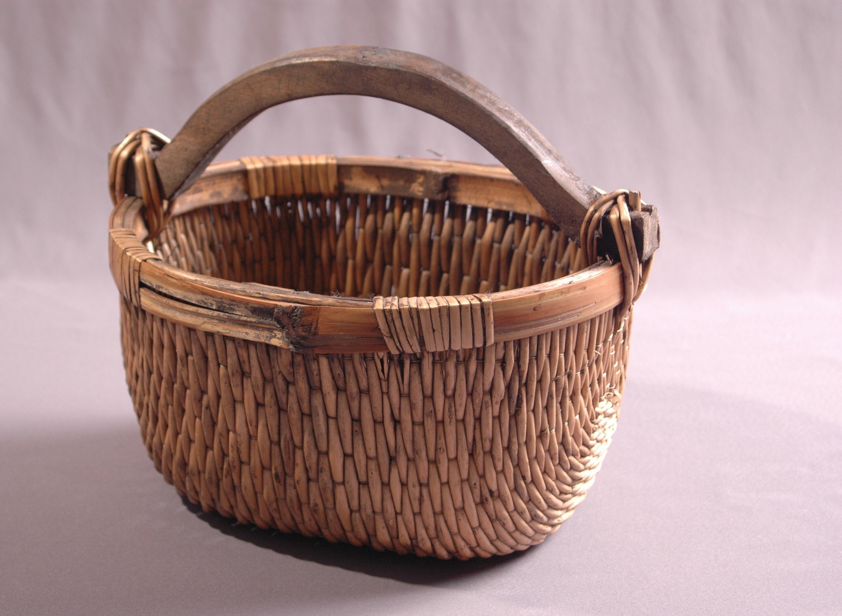 Basket Handmade Wood And River Twine Reed Rush Basket Oval Etsy