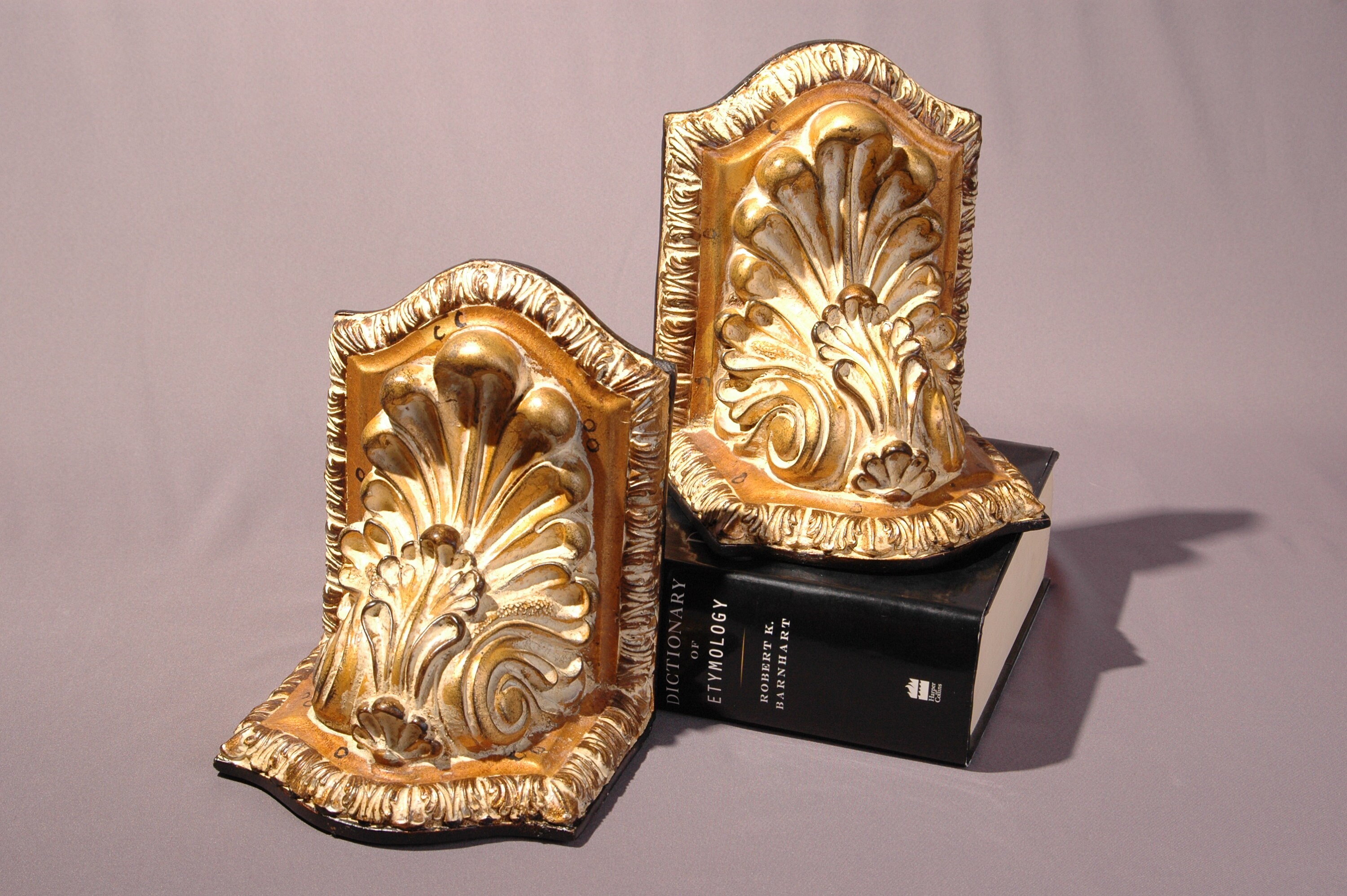 Bookend Acanthus Antique Gold Leaf Designed Bookends Romantic Etsy