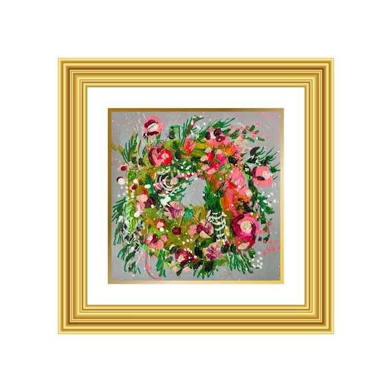 HALLELUJAH | Hand-Painted Christmas Wreath Original Art + Personalized Holiday Cards | 5.5” Acrylic Mixed Media | Custom Family Greeting