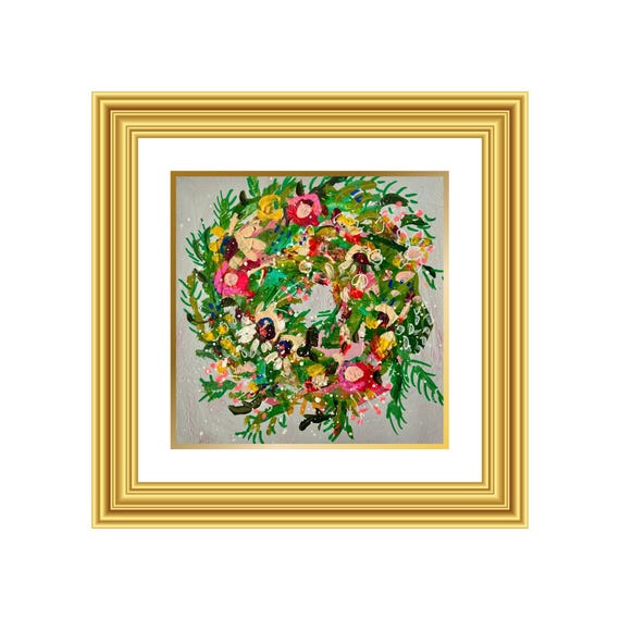 KINDNESS | Hand-Painted Christmas Wreath Original Art + Personalized Holiday Cards | 5.5” Acrylic Mixed Media | Custom Family Greeting